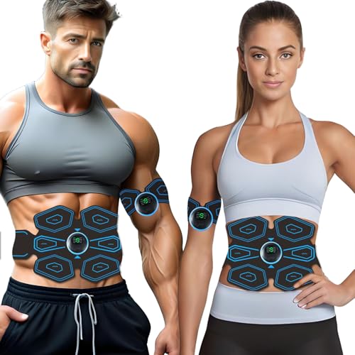 LEMENG Elettrostimolatore per Addominali, Elettrostimolatore Muscolare, EMS Stimolatore Muscolare,USB Ricaricabile ABS Trainer/Toner per Addome/Braccio/Gambe/Waist/Glutei Home Gym-Uomo/Donna