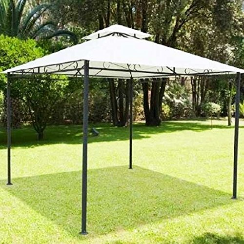 BAKAJI Gazebo da Giardino 3x3 Mt Struttura in Metallo con Copertura Telo 180 gr/mq Antipioggia Colore Beige