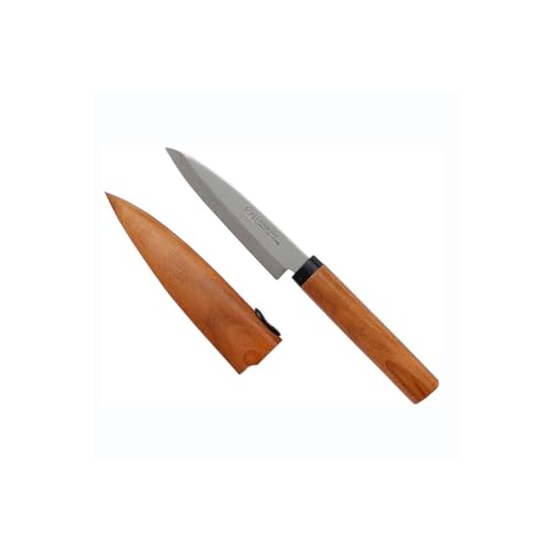 KAI Select coltello da frutta con fodero in legno e manico in legno di ciliegio - acciaio inossidabile SUS420J2 - lunghezza lama 9 cm, lunghezza totale 20,5 cm - coltello universale coltello da frutta