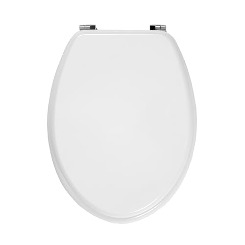 Copriwater Selnova Pozzi Ginori Dedicato Bianco in Legno Rivestito Resina | Sedile WC Compatibile Vaso Pozzi Ginori Selnova | con Paracolpi Antiscivolo E Cerniere in Ottone Cromato Incluse