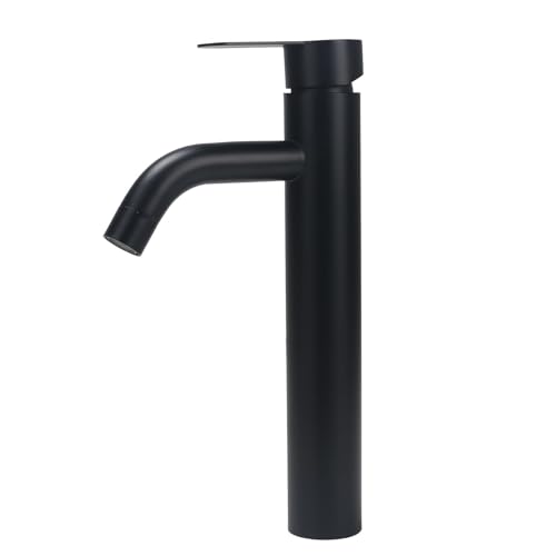Minnhua Rubinetto per lavabo alto Rubinetti, Bagno Nero Rubinetto Lavabo Monocomando in Acciaio Inossidabile Miscelatore per Bagno Controllo Acqua Calda e Fredda per Alto Rubinetti Cromo