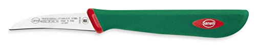 Sanelli Premana Professional Coltello Verdura spelucchino curvo, Acciaio Inossidabile, Verde / Rosso, 17.5 x 1.5 x 2.5 cm