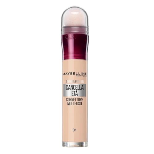Maybelline New York Correttore Multi-Uso, Idratante e con Coprenza Modulabile, Imperfezioni e Occhiaie Coperte, Con Bacche di Goji e Haloxyl, Cancella Et&agrave;, Tonalit&agrave;: 01 Light, 6,8 ml