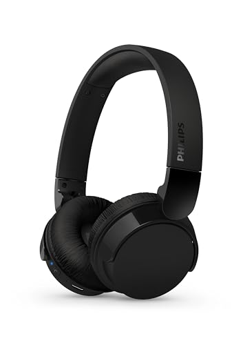 Philips TAH4209BK Cuffie On-Ear wireless bluetooth leggere con isolamento acustico passivo - 55 ore di riproduzione, suono naturale, chiamate chiare, bassi dinamici, 2 ore di carica USB-C - Nero