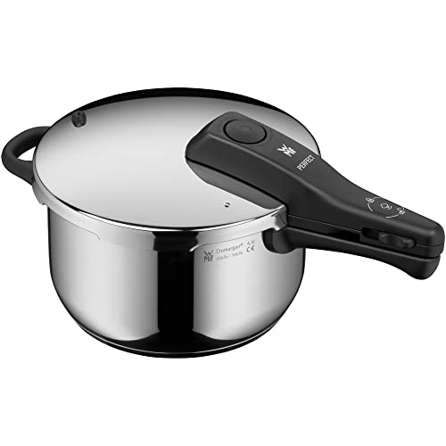 WMF Perfect - Pentola a pressione a induzione, 4,5 l, grande segnale di cottura, 2 livelli di cottura, manico con coperchio rimovibile, acciaio INOX Cromargan