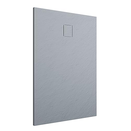 Piatto Doccia 80x120 cm Grigio Effetto Pietra Rettangolare in SMC Riducibile Samos
