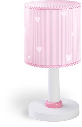 Dalber Lampada da tavolo o comodino per bambini Sweet Dreams Cuori rosa