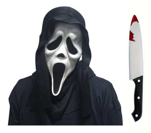 Boolavard Michael Myers Maschere Halloween Horror Costume Cosplay Puntelli in Lattice (Maschera da urlo + Coltello)