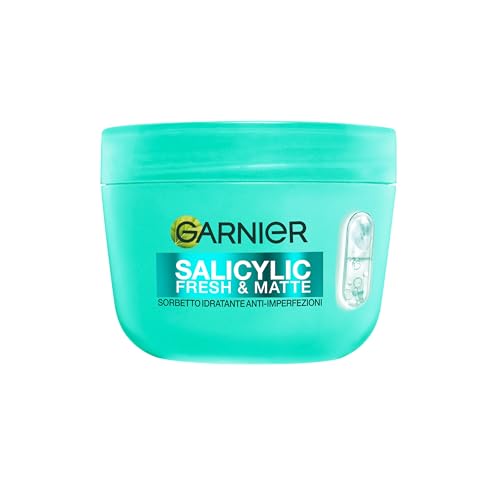 Garnier Salicylic Fresh and Matte, Crema Sorbetto Idratante Anti-imperfezioni, Per Pelli Miste e Grasse, Texture Fresca e Ultra Leggera, Formula Vegana, Con Acido Salicilico, 85 ml