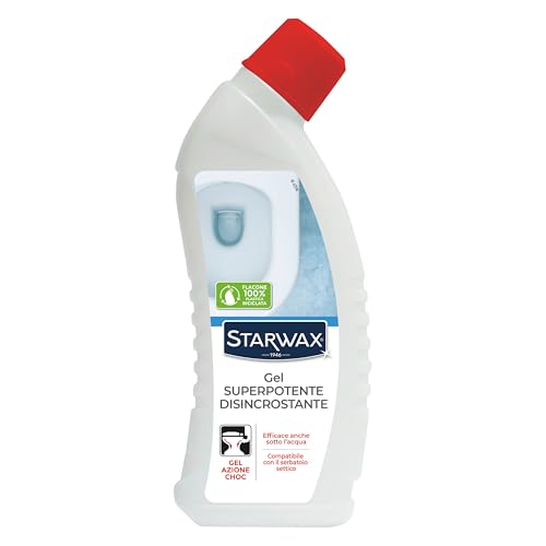 STARWAX - Gel superpotente disincrostante per WC - Azione choc - Compatibile fosse biologiche - Scioglie il calcare - Efficace sul fondo della tazza del WC - 750ml