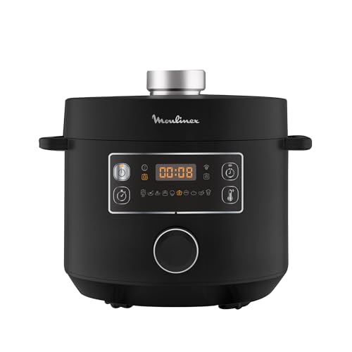 Moulinex CE7548 Turbo Cuisine Multicooker Veloce, 5 Litri, Pentola a Pressione Elettrica, Robot da Cucina Multifunzione con Tecnologia Spherical Bowl, 10 Programmi di Cottura Automatici e Ricettario