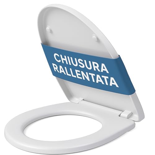 Copriwater per POZZI GINORI, Forma D Moderna, Chiusura Rallentata, Termoindurente, Bianco, Ideal standard, Sedile WC, ALTA QUALITA' - MADE IN ITALY (Forma D Rallentata)