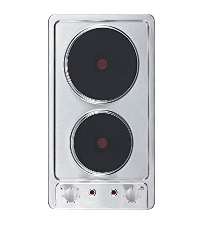 Respekta Piano cottura Domino in acciaio inox/Piano cottura da incasso con spina a 2 zone di cottura/Piano cottura autonomo / 6 livelli di potenza/Manopola/Pronto per l'uso / 29 cm/KM 9111EN