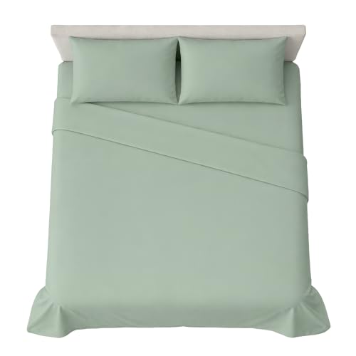 hermet Set Lenzuola Matrimoniali in Tinta Unita, 4 Pezzi, Lenzuolo con Angoli, Lenzuolo Piano, 2 Federe 50x80, Angolo 30 cm, Morbida Microfibra, Certificato Oekotex, No Stiro