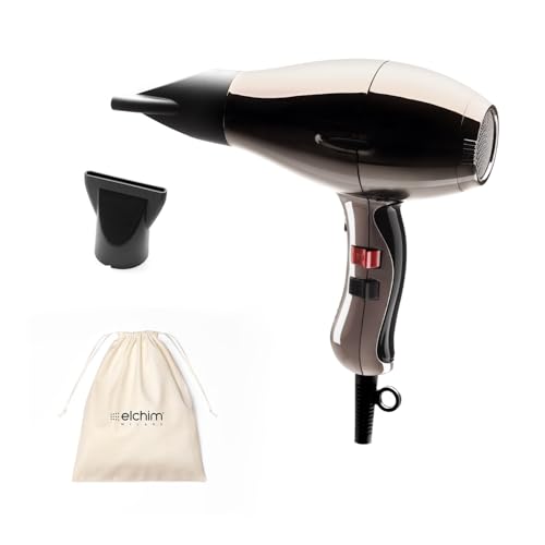 Phon per Capelli Elchim 3900 Healthy Ionic Titanio con Sacchetta Bianca in Cotone - Asciugacapelli Professionale Made in Italy - Leggero e Silenzioso, Asciugatura Ridotta 30%, 2400W