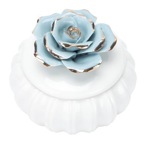HOMSFOU Scatola in Ceramica Sigillata Design a Rosa, Contenitore Porta Gioielli e Piccoli Oggetti, per Feste di Matrimonio e Arredo Casa, 1 Pezzo