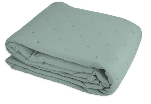 Tata Home Trapuntino Matrimoniale Autunnale Primaverile Copriletto Trapuntato Imbottito Mezza Stagione Extra Morbido Misura 250x250 cm Mod. Soft Colore Verde Salvia