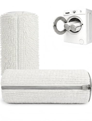WELLTURN Set da 2 Sacche per Lavatrice con Chiusura Lampo Bloccabile, Lavabile in Lavatrice, Pulizia a 360&deg;, Protezione Scarpe Sportive, Bianca, Bianco