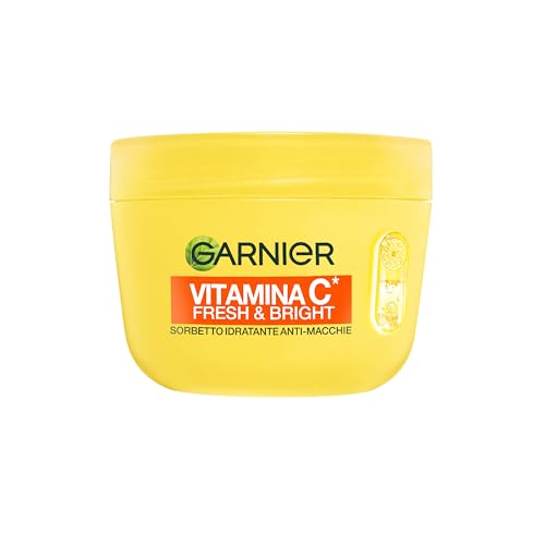 Garnier Vitamina C Fresh and Bright, Crema Sorbetto Idratante Anti-Macchie, Texture Fresca e Ultra Leggera, Con Niacinamide e Vitamina C, Formula Vegana, 85 ml