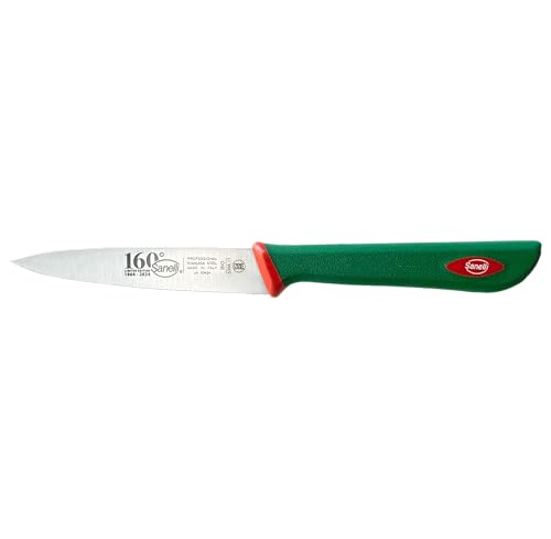 Sanelli Premana Professional Spelucchino seghettato, Coltello da Cucina 11 cm, Manico Ergonomico Verde, Edizione Limitata 160&deg; Anniversario
