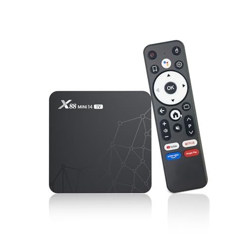 Box TV Android 14.0, Box Android 4K HDR10 2GB RAM 16GB ROM RK3518 Quad Core, 2.4G/5G dual-band WIFI Bluetooth 5.0, Ethernet 10/100M Box TV Android