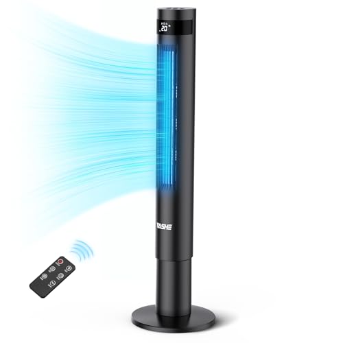 YASHE 43'' Ventilatore a Torre, 85&deg; Oscillazione Ventilatore Senza Pale, 28dB Ventilatore a Torre Silenzioso, 3 Velocit&agrave; 3 Modalit&agrave; di Ventilazione, Ventilatore a Colonna con Telecomando