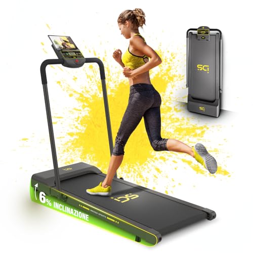 IDS G12 Tapis Roulant Elettrico Pieghevole, Brand ITALIANO, Tappeto Corsa Extra Large (42 cm), 12 km/h, Inclinazione, Salvaspazio, Display, Supporto Tablet, Garanzia e Assistenza ITALIA