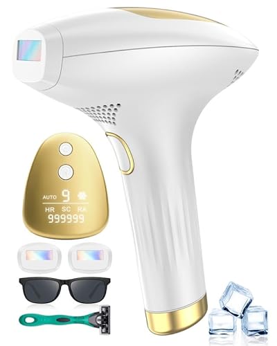 Epilatore Luce Pulsata, IPL con Funzione Ghiaccio, 3 IN 1 21J Indolore Epilatore Laser HR/SC/RA, 9 Livelli di Energia, 2 Modalit&agrave;, 999,999 Flashes, per Donne e Uomini, Viso, Ascelle, Bikini, Corpo