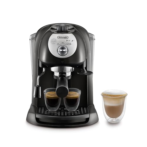 De'Longhi EC201.CD.B Macchina manuale da Caff&egrave; Espresso e Cappuccino, Caff&egrave; in Polvere o in Cialde E.S.E., Montalatte classico per Cappuccini, Serbatoio Estraibile da 1.1 L, Caldaia acciaio inox