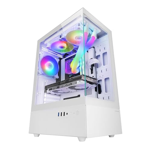 Mars Gaming MC-XO, Case Gaming ATX, Doppio Vetro Temperato Continuo a 90&deg;, Ventola FRGB 12cm, Sistema di Raffreddamento SIDECOOL, Semitower Design a Doppia Camera, Ampia Capacit&agrave; Interna, Bianco