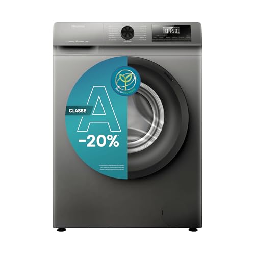 Hisense WF1Q8041BT – Lavatrice 8 kg, Classe A‑20%, Steam Wash, Motore Inverter, Programma Rapido 15’, Drum Clean, Partenza Ritardata, Display LED, Hygiene Guard, Titanium Metallic, Alta Sostenibilità