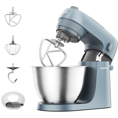 Kenwood Go Collection KZM35.000GY Planetaria con Design Salvaspazio, Impastatrice Compatta con Ciotola da 4L, 3 Strumenti di miscelazione, 6 Velocit&agrave;, Alta solo 30cm, Maniglia, Potenza 800W, Storm Blu