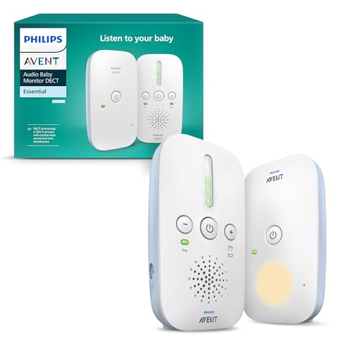 Philips Avent DECT Audio Baby Monitor, audio bidirezionale, nessuna interferenza, portata di 330 metri, durata della batteria di 24 ore, modalit&agrave; Smart ECO, luce notturna, SCD503/26