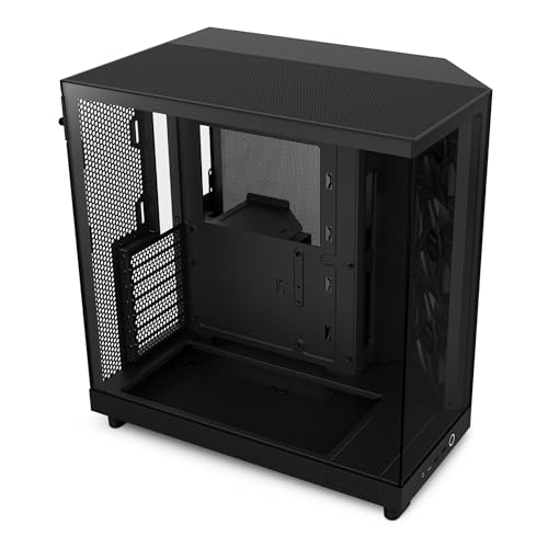 NZXT H6 Flow, CC-H61FB-01, Case Mid-Tower Compatto a Doppia Camera con Flusso d'Aria, Pannelli in Vetro Panoramico, Flusso d'Aria ad Alte Prestazioni, Include 3 Ventole da 120 mm, Nero