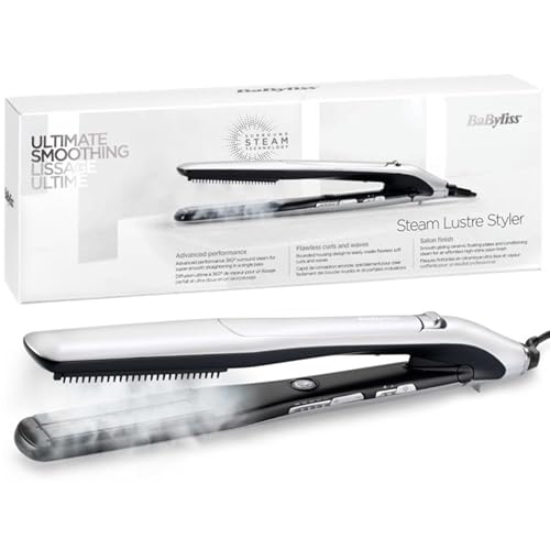 BaByliss ST595E Piastra Lisciante a Vapore Steam Lustre Styler, Liscio Effetto Balsamo, 5 Temperatur