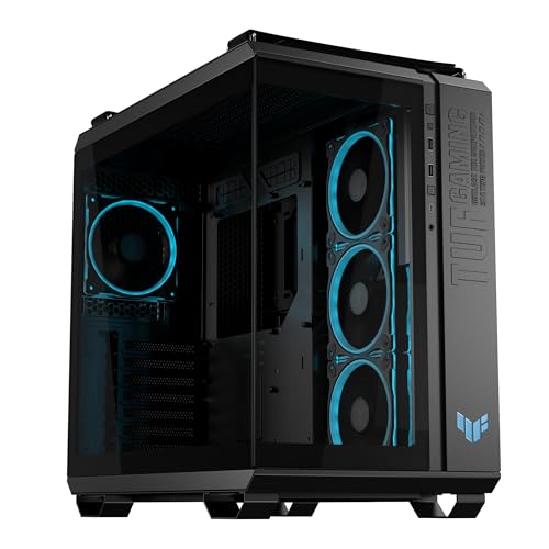 ASUS TUF GAMING GT502 HORIZON TG ARGB BLACK,Chassis a Doppia Camera con Design Panoramico e Pannello in Vetro, 4 Ventole ARGB Preinstallate, Porta USB-C ad Alta Velocit&agrave;,Montabile senza Attrezzi, Nero