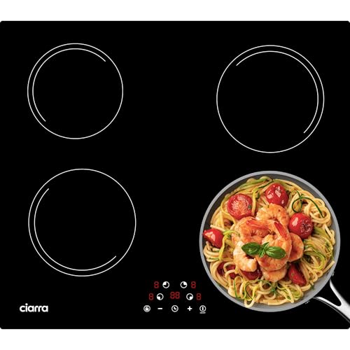 CIARRA Piano Induzione 4 Fuochi, Tavolo Da Piano Cottura Incasso, Controllo Tattile a 9 Livelli, Timer di Cottura - CABBIH4-E