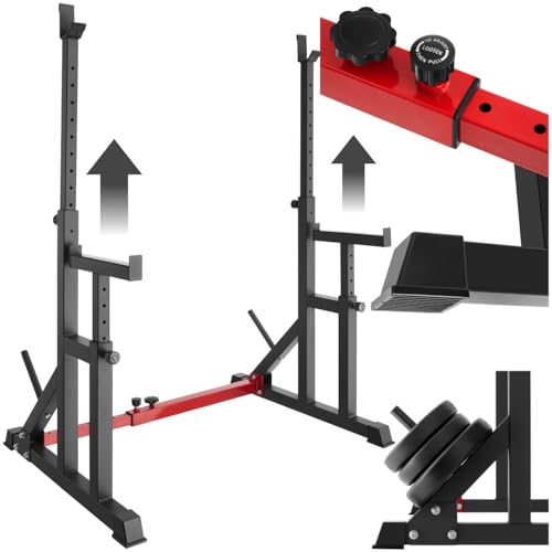 tectake® Squat Rack Regolabile, Supporto Bilanciere con Gomma, Struttura in Acciaio Stabile, Rastrelliera Pesi, Power Rack Compatto, Panca Squat da Allenamento