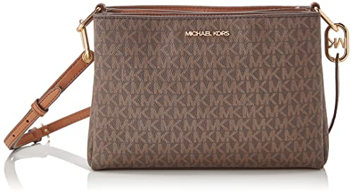 Michael Kors Trisha Borsa media a tracolla in pelle con triplo scomparto, Marrone, Medium