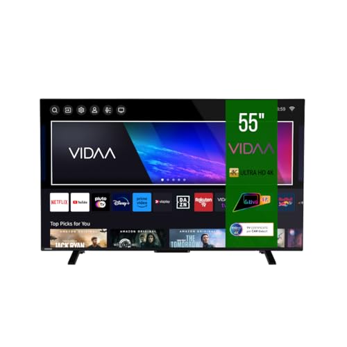 Toshiba Smart VIDAA TV 55" Ultra HD 55UV2363DA TV 4K 55 Pollici, Televisore LED Compatibile con Alexa, DVB-T2, Tecnologia LED, Dolby Vision HDR10, HDMI 2.1