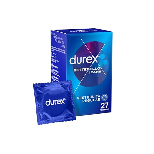 Durex Settebello Jeans, Preservativi Classici, Vestibilit&agrave; Regular, 27 Profilattici