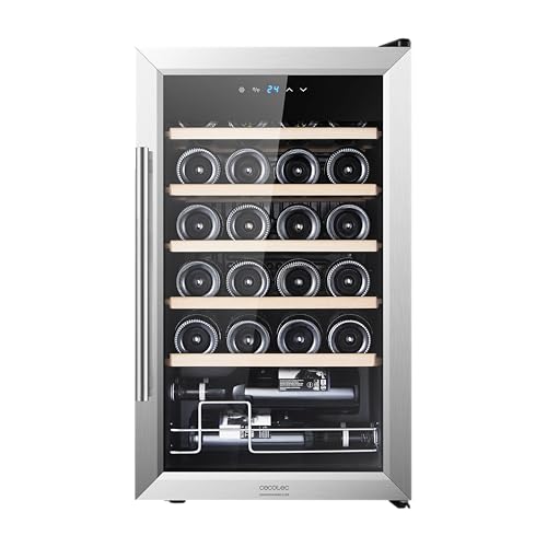Cecotec Enoteca 24 Bottiglie - Frigorifero per Vini Bolero GrandSommelier 2450 Inox Compressor. Temperatura regolabile di 5-18 &deg;C, alte prestazioni, funzionamento silenzioso e senza vibrazioni