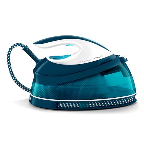 Philips PerfectCare Compact Ferro da Stiro con Caldaia - 2400W, Colpo di Vapore 400g, Pressione 6,5 Bar, Tecnologia OptimalTEMP, Serbatoio 1,5 l, Bianco/Blu (GC7844/20)