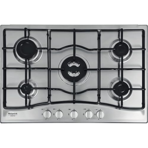 HOTPOINT ARISTON PCN 752 T/IX/HAR - Piano Cottura 5 Fuochi Gas da Incasso, Griglie Intercambiabili Smaltate, Controlli Frontali, Fornelli a Gas in Acciaio Inox - Elettrodomestici Cucina 75Lx3.3Hx51P