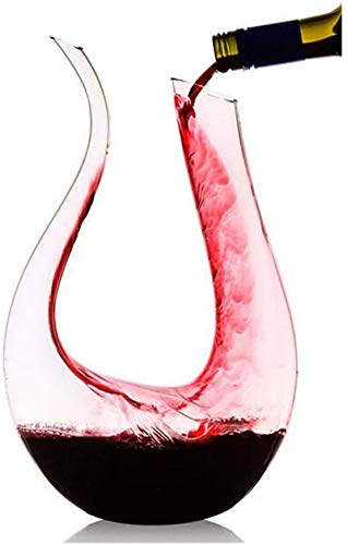 Zerci - Decanter per vino in cristallo a forma di U, 100% privo di piombo, caraffa per vino rosso soffiata a mano, capacit&agrave; 1,5 L
