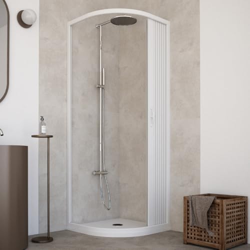 HD CASA Box Doccia Semicircolare a Soffietto Modello Roxana, Apertura Laterale Reversibile, Cabina Doccia Salvaspazio in PVC Made in Italy 80x80 cm