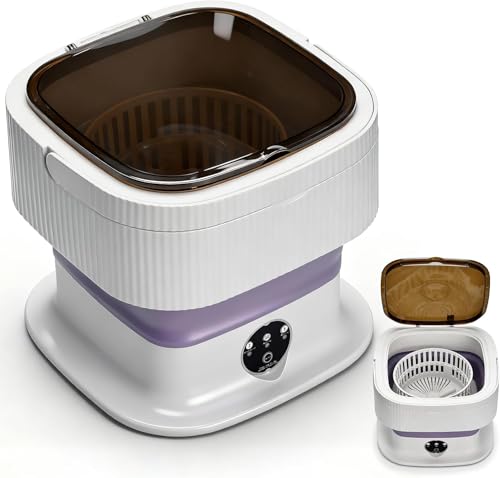 Koeutoze Mini Lavatrice Pieghevole Portatile 10L con Cestello Centrifuga Rimovibile - 3 Modalit&agrave; Touch, Salvaspazio Senza Collegamento Acqua，Lavatrice da Viaggio per Campeggio, Appartamenti, Dormitori