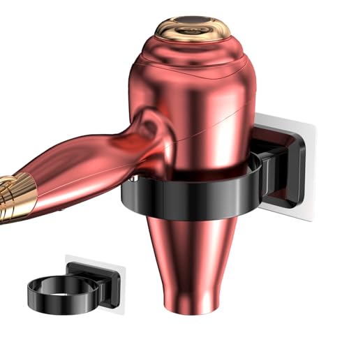 Noxtioanip Porta Asciugacapelli da Parete, Supporto per Asciugacapelli, Autoadesivo Porta Phon, Staffa Adesiva Porta Asciugacapelli Senza Perforazione, per Bagno, Barbiere, Hotel (Nero)