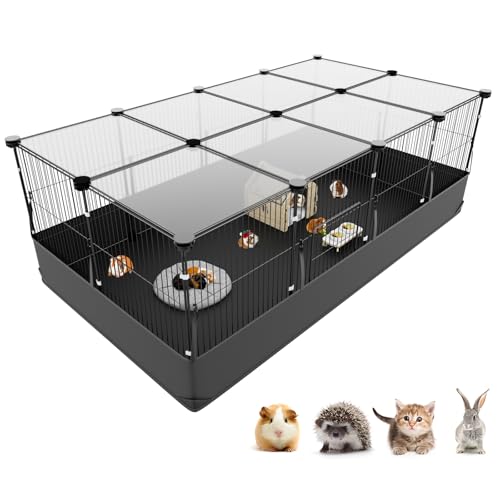 Gabbia per Conigli Aystkniet, 122 cm x 60 cm x 40 cm Recinto per Porcellini D&rsquo;India con Copertura Superiore e Fondo Impermeabile, Spazio per Piccoli Animali Come Criceti, Tartarughe, Ricci