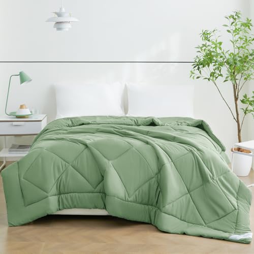 WAVVE Piumino Estivo Letto Matrimoniale 220x240 cm - Piumone Leggero 240x220, Coperta Trapunta Sottile in Microfibra Sintetico, Verde Salvia
